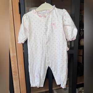 Kissy Kissy pima coverall baby girl polka dots ruffle snaps playsuit embroidered